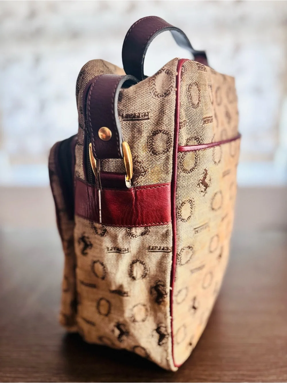 Vintage Ferrari Monogram Canvas Crossbody Bag Lock & Key